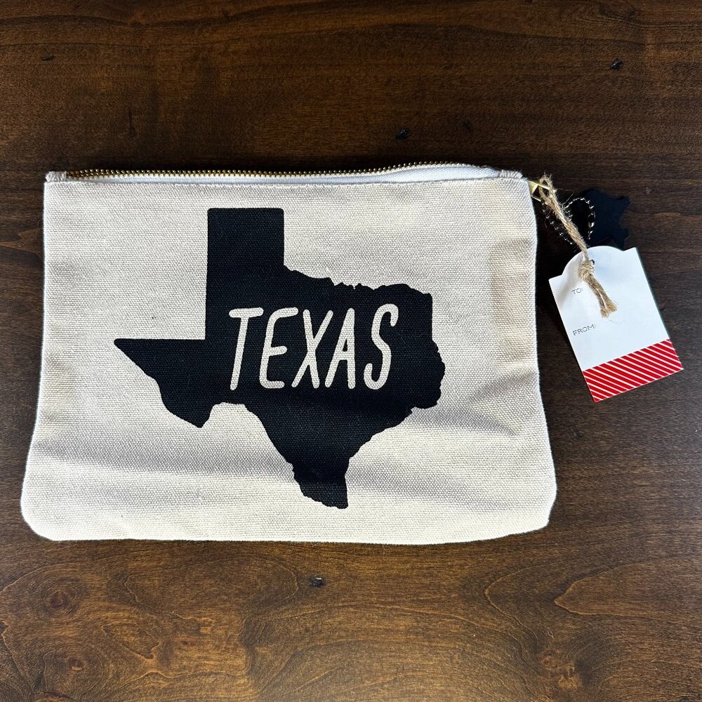 NWT - State Of Texas Makeup Bag/Zipper Pouch/Pencil Bag/Cosmetic Bag/Canvas Bag